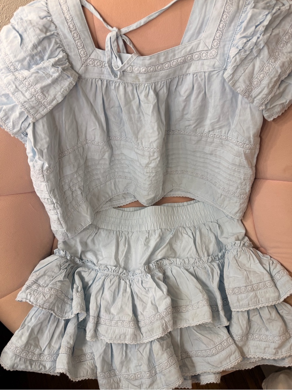 Cake for Dinner Light Blue Ruffled Eyelet Set - Picture 2 of 4